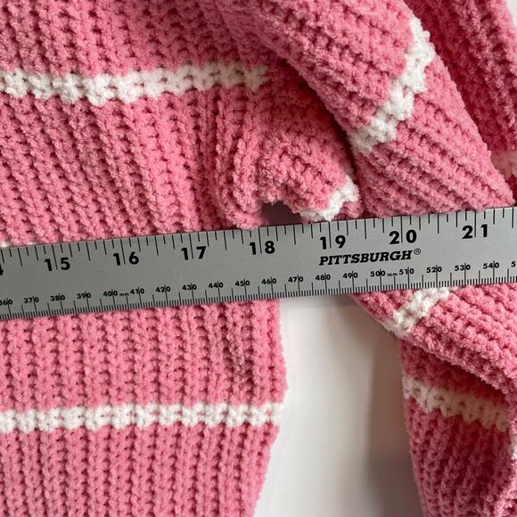 J.Crew Striped Crewneck Sweater Pink White Knit Pullover Top‎ Womens Size S - Picture 5 of 6